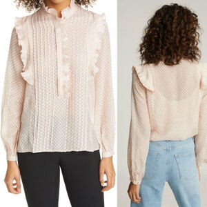 Reiss Taylor Pink Ruffle Blouse - 0